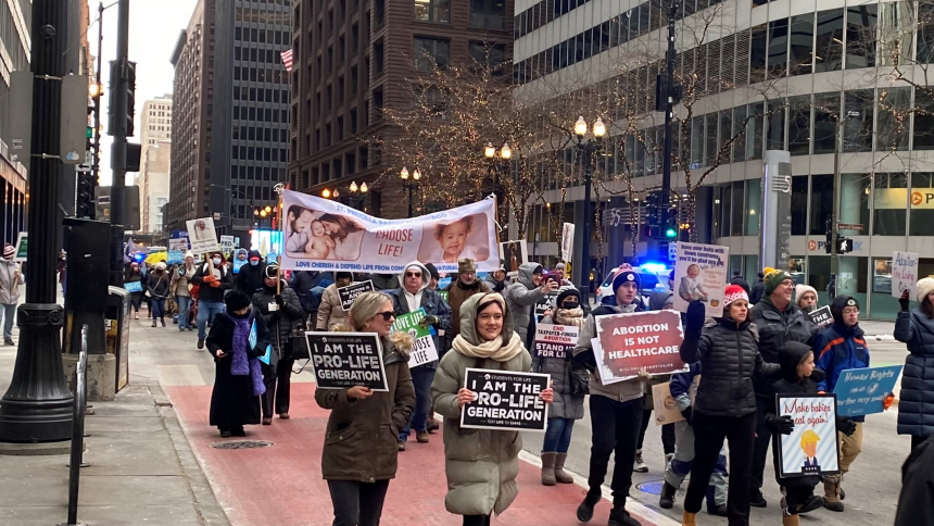 People marching for life