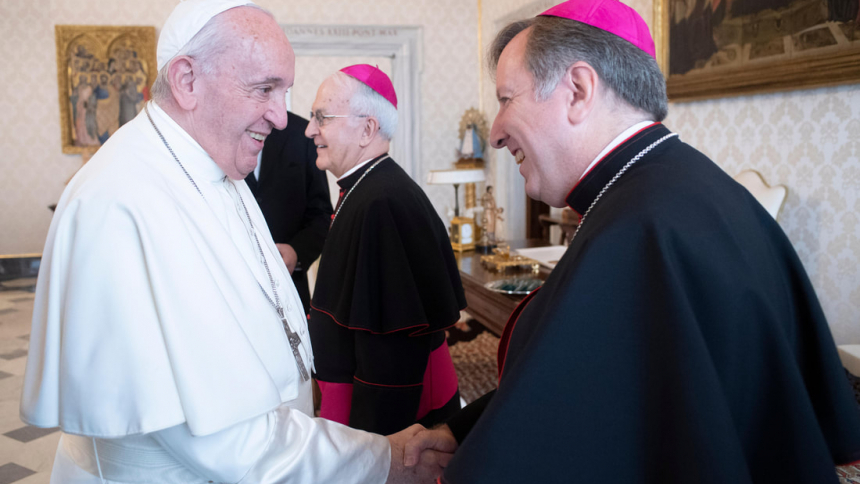 Bishop McClory with Pope Francis 2019