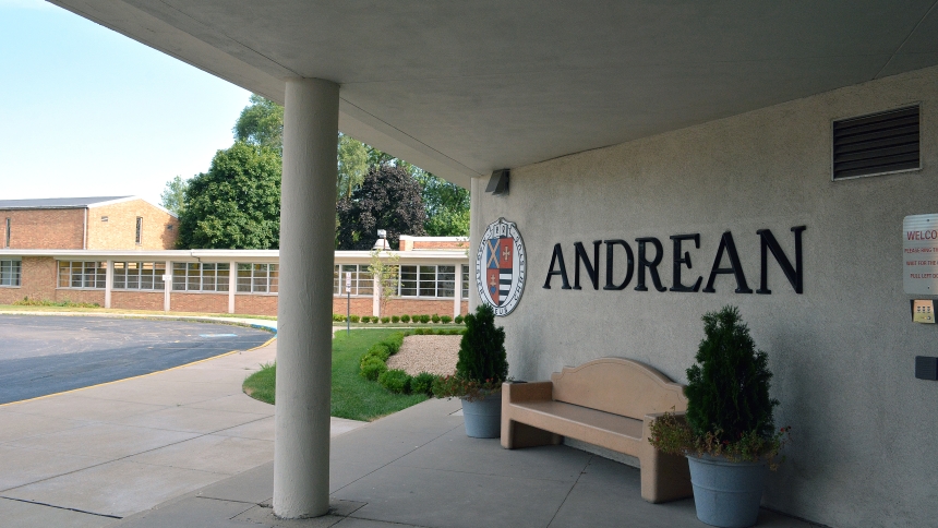 Andrean High School, christened in 1959 by founding Bishop of Gary Andrew G. Grutka, is located at 5959 Broadway in Merrillville. Studies over the past eight years have culminated in the recommendation accepted by school leaders, the superintendent of Catholic schools and Bishop Robert J. McClory that the academic institution should remain on the present campus and commence improvements instead of proposed new construction elsewhere. (Anthony D. Alonzo photo)