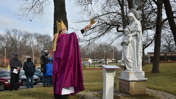 Bishop McClory blesses the grounds of St. Ann in Black Oak